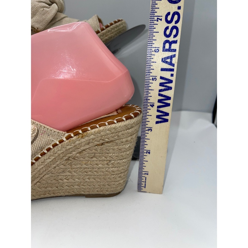 Sugar Hundreds Wedge Sandals‎ Womens 7.5 Tan Good Espadrille Bow Knot Mules - Picture 4 of 8